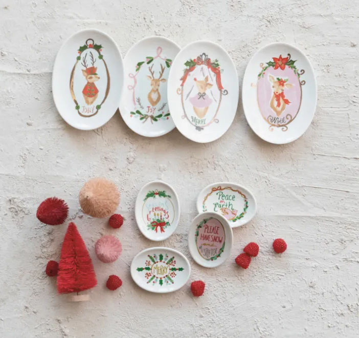 Holiday Saying Stoneware Spoon Dish, 4 Styles
