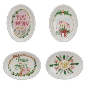 Holiday Saying Stoneware Spoon Dish, 4 Styles